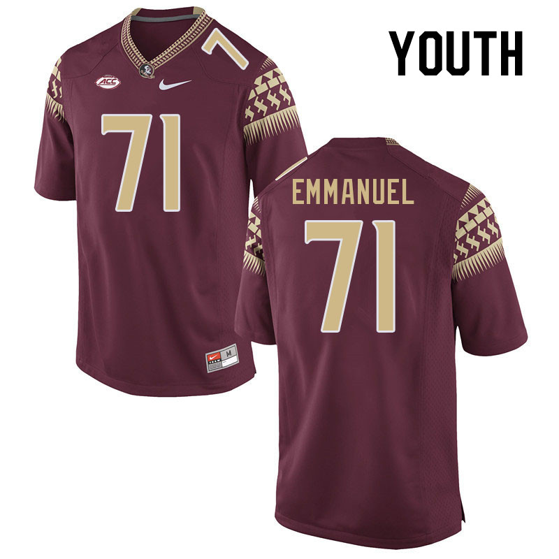 Youth #71 D'Mitri Emmanuel Florida State Seminoles College Football Jerseys Stitched-Garnet